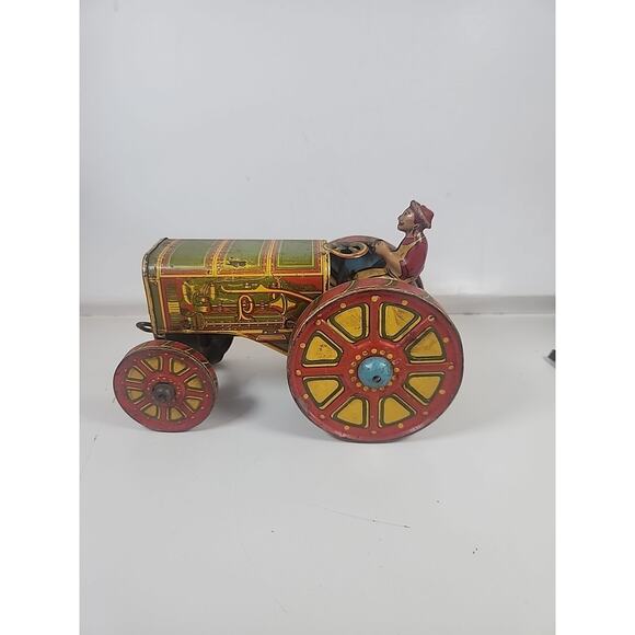 Antique VTG 1920s Louis Marx Tin Litho American Tractor with Driver Rare Scarce - Picture 1 of 7